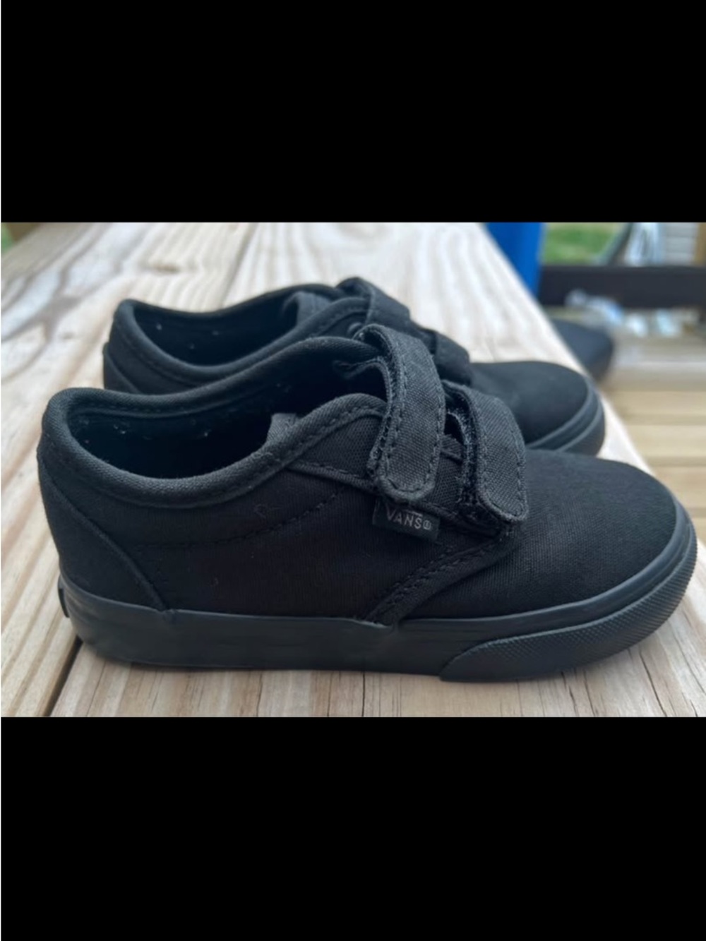 Toddler size 8 Vans Kids Black Canvas Velcro Sneakers - Picture 2 of 5